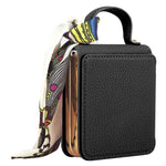 For Samsung Galaxy Z Flip5 5G Case Folding Mirror PU Leather+PC Tote Phone Cover with Back Film