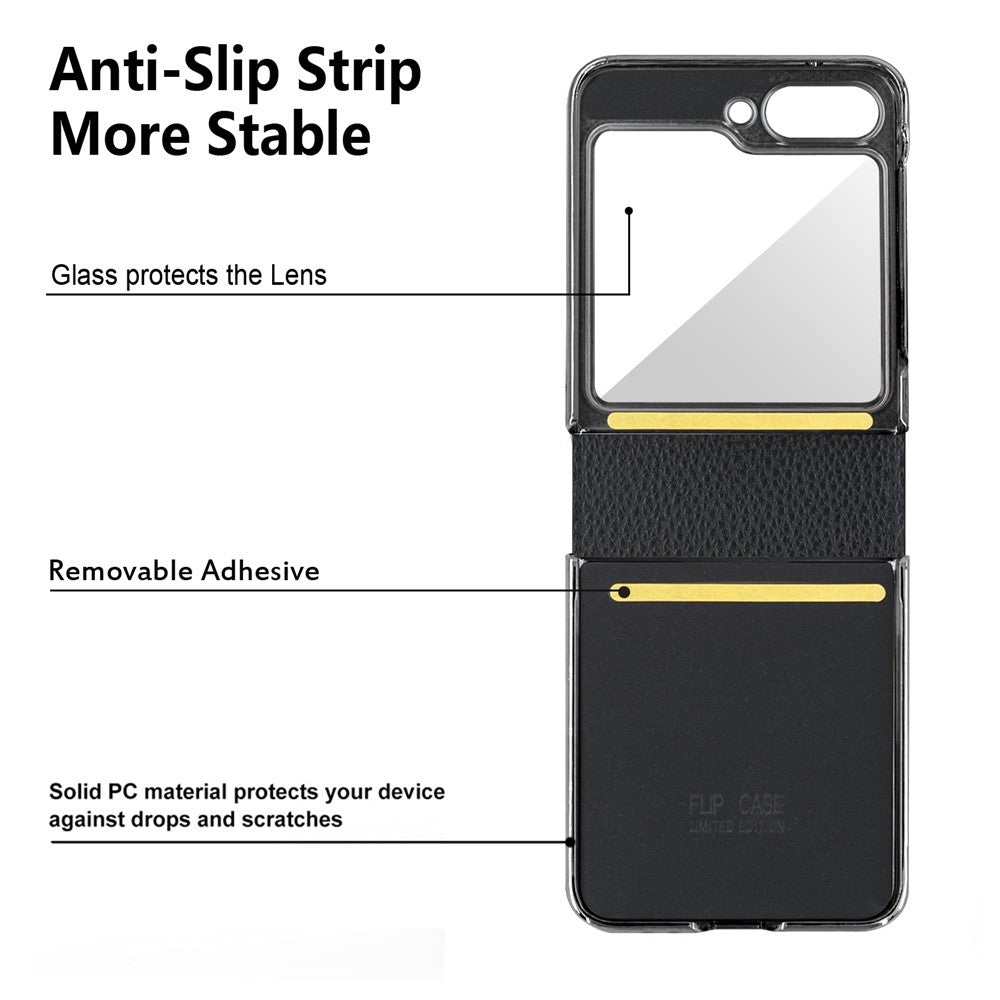 For Samsung Galaxy Z Flip5 5G Case Folding Mirror PU Leather+PC Tote Phone Cover with Back Film