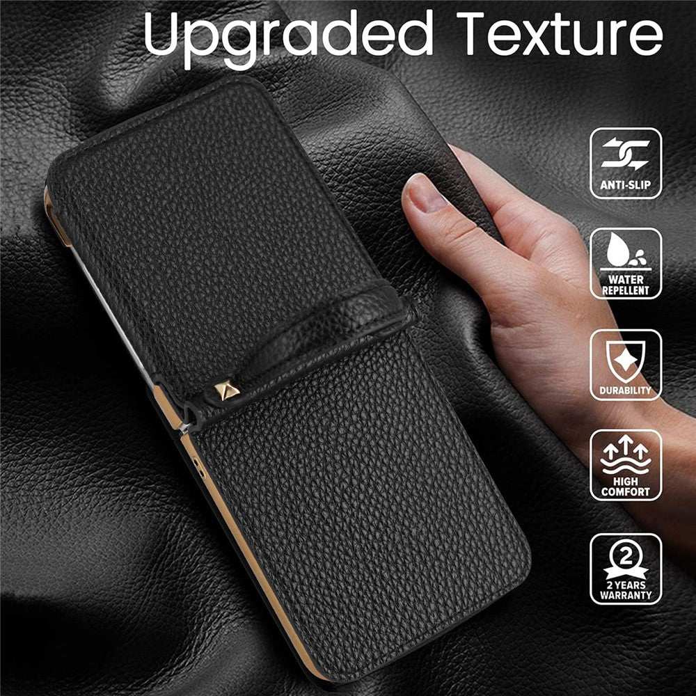 For Samsung Galaxy Z Flip5 5G Case Folding Mirror PU Leather+PC Tote Phone Cover with Back Film