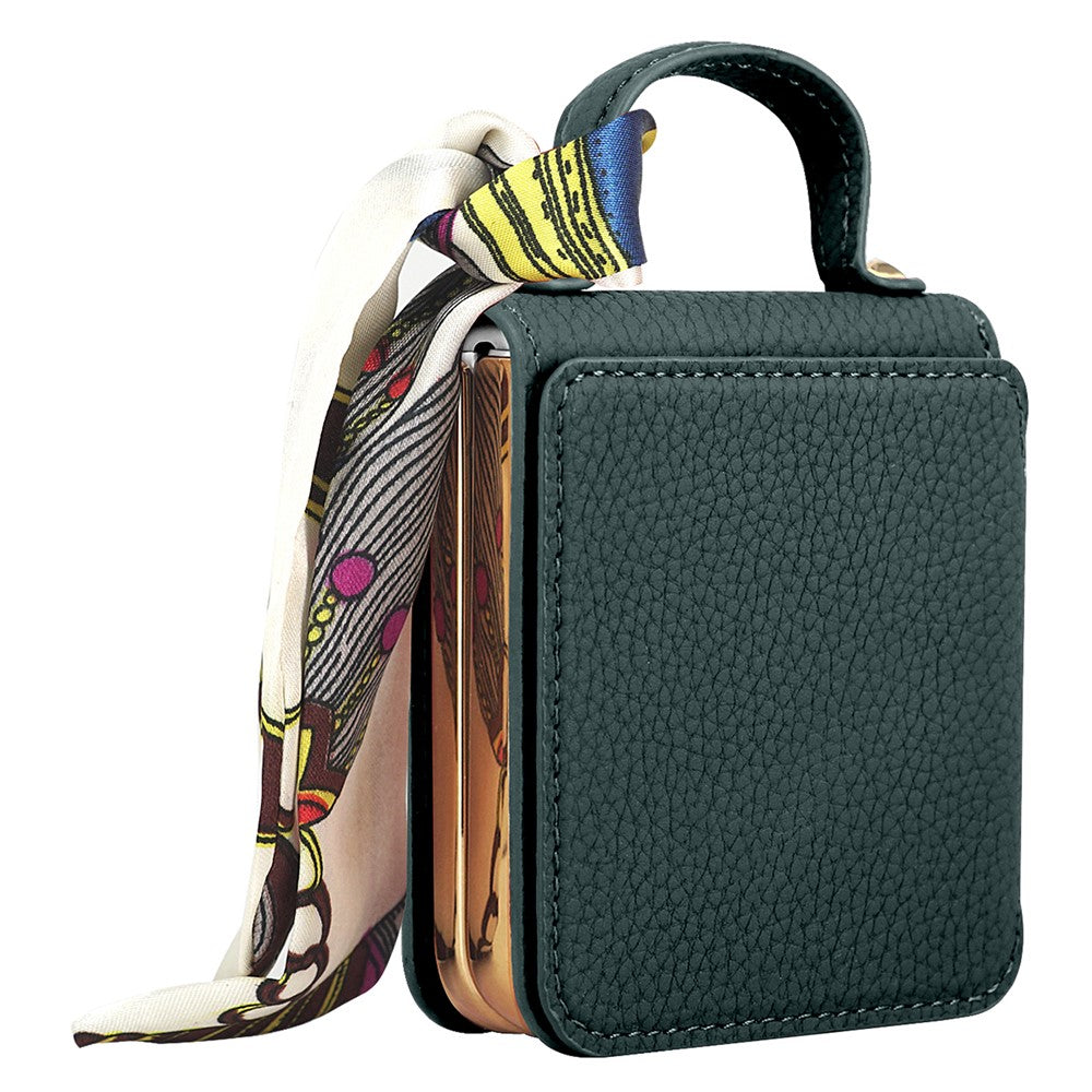 For Samsung Galaxy Z Flip5 5G Case Folding Mirror PU Leather+PC Tote Phone Cover with Back Film