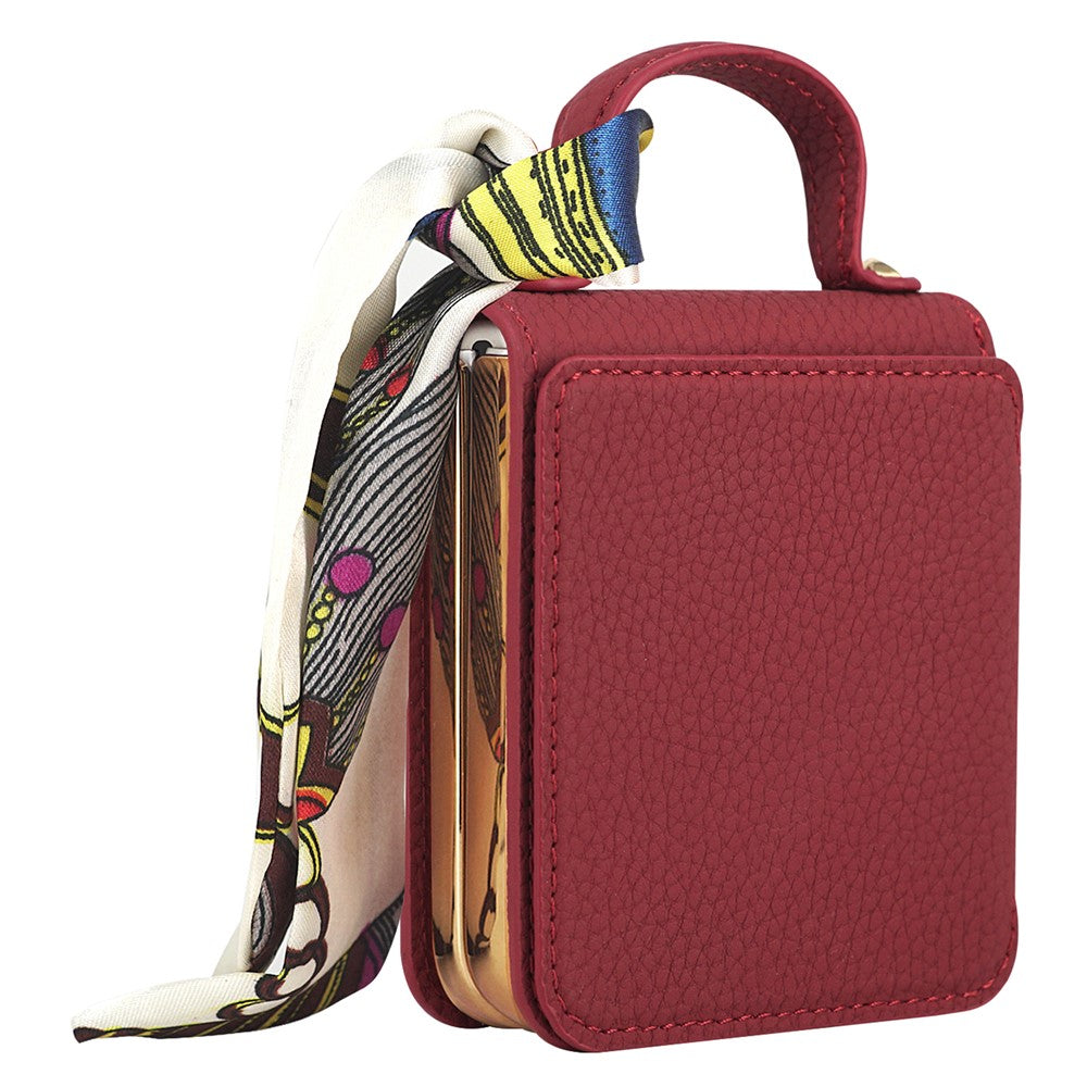 For Samsung Galaxy Z Flip5 5G Case Folding Mirror PU Leather+PC Tote Phone Cover with Back Film