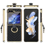 For Samsung Galaxy Z Flip7 FE 5G / Z Flip6 5G Case V-Shape Pattern Kickstand PC Phone Cover