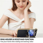 For Samsung Galaxy Z Flip7 FE 5G / Z Flip6 5G Case V-Shape Pattern Kickstand PC Phone Cover