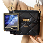 For Samsung Galaxy Z Flip7 FE 5G / Z Flip6 5G Case V-Shape Pattern Kickstand PC Phone Cover