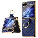 For Samsung Galaxy Z Flip7 FE 5G / Z Flip6 5G Case V-Shape Pattern Kickstand PC Phone Cover