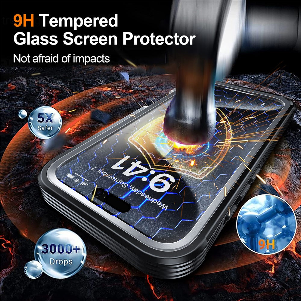 For iPhone 16 Pro Magnetic Case PC + TPU Full Protection Phone Cover with Screen Film
