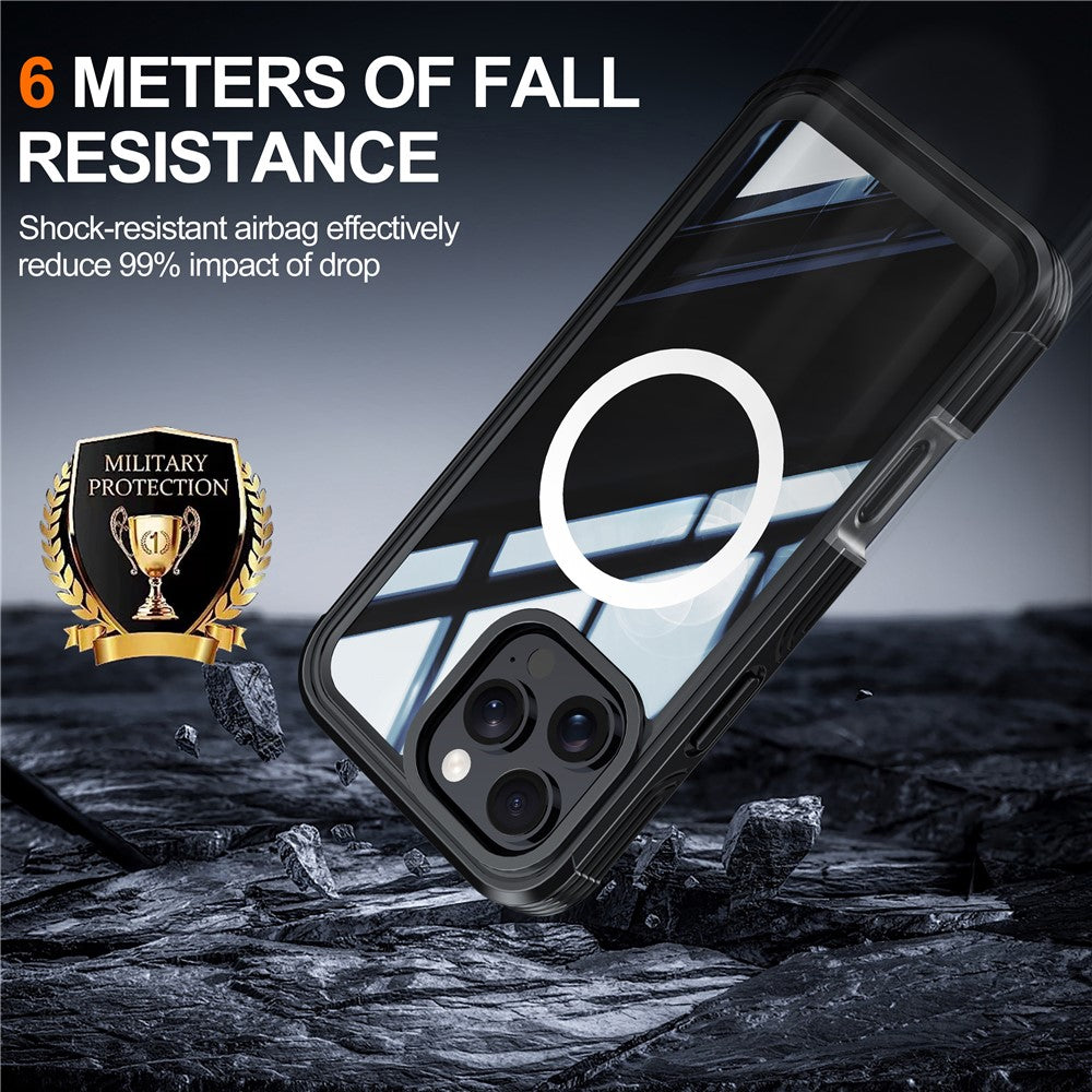 For iPhone 16 Pro Magnetic Case PC + TPU Full Protection Phone Cover with Screen Film