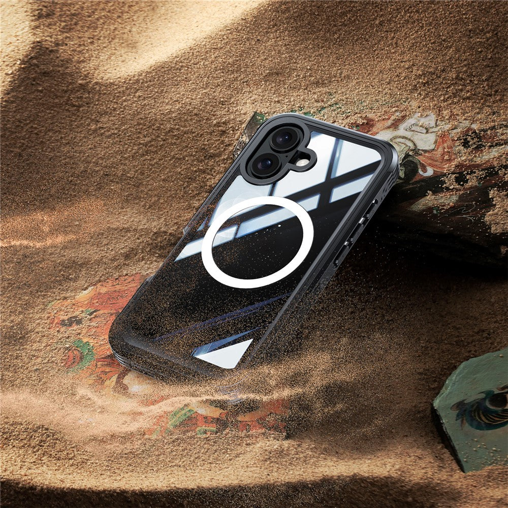 Til iPhone 16 Plus Magnetisk Etui med Skærmfilm Fuld Beskyttelse PC + TPU Telefoncover