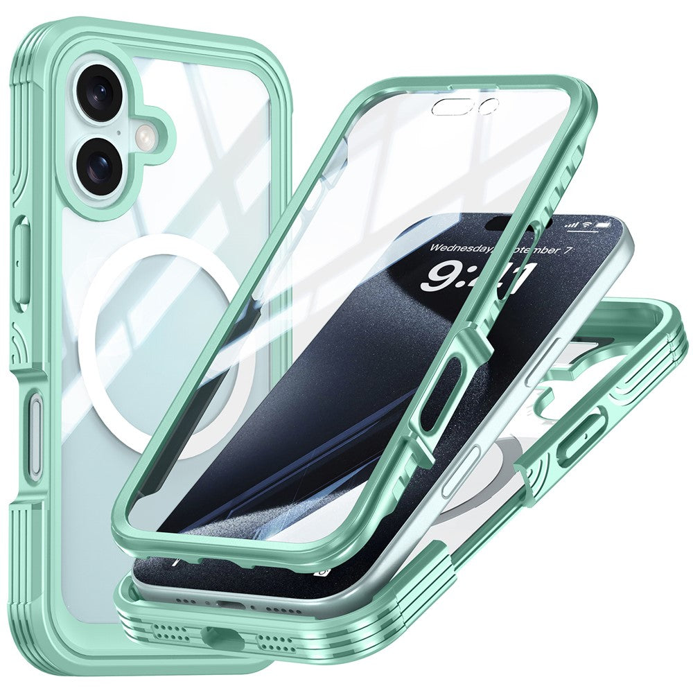 Til iPhone 16 Plus Magnetisk Etui med Skærmfilm Fuld Beskyttelse PC + TPU Telefoncover