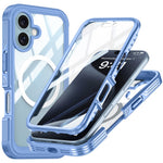 Til iPhone 16 Plus Magnetisk Etui med Skærmfilm Fuld Beskyttelse PC + TPU Telefoncover