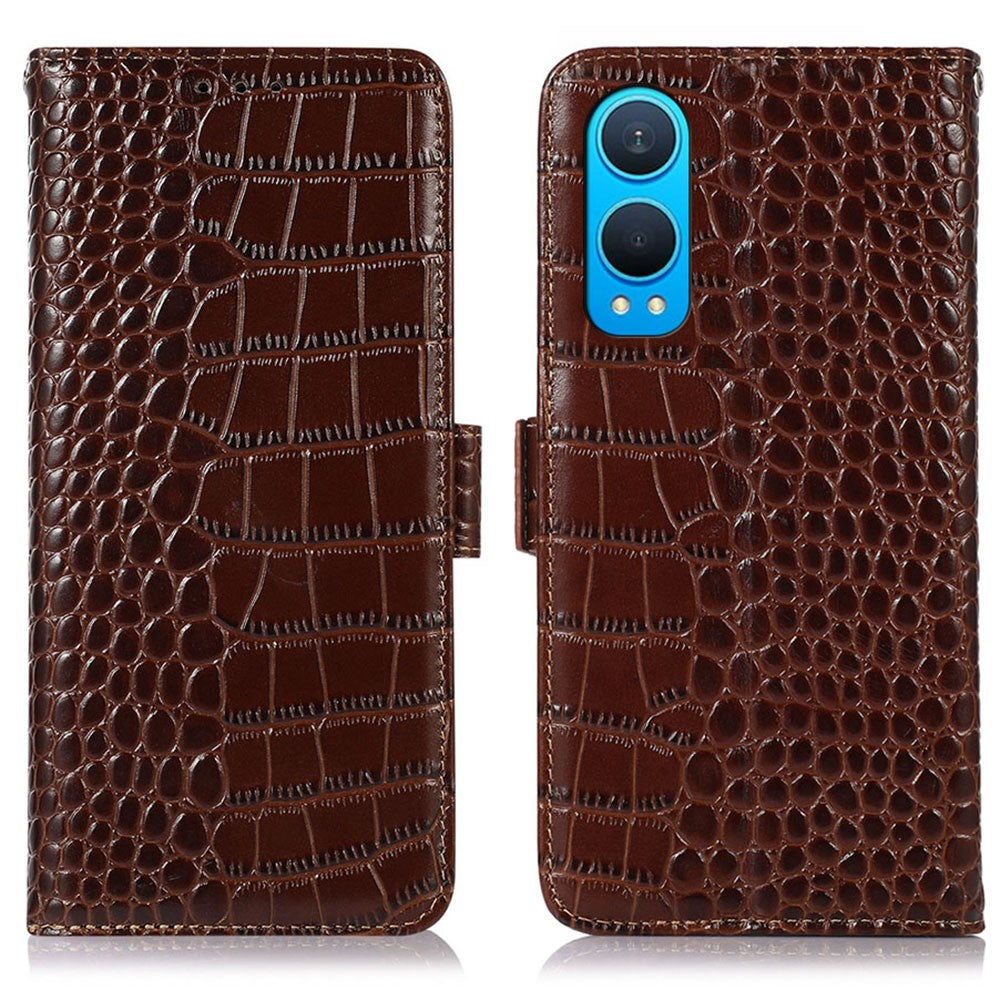 OnePlus Nord CE4 Lite 5G / Oppo K12x 5G (Kina) Fodral Äkta Koläder RFID-blockerande Plånboksfodral