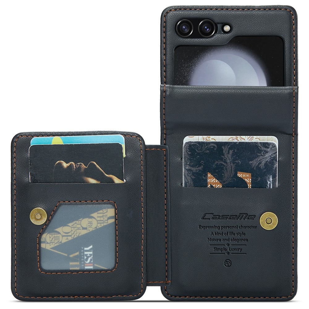 For Samsung Galaxy Z Flip7 FE 5G / Z Flip6 5G Phone Case CASEME C22 Leather Back Cover with RFID Blocking Card Slots