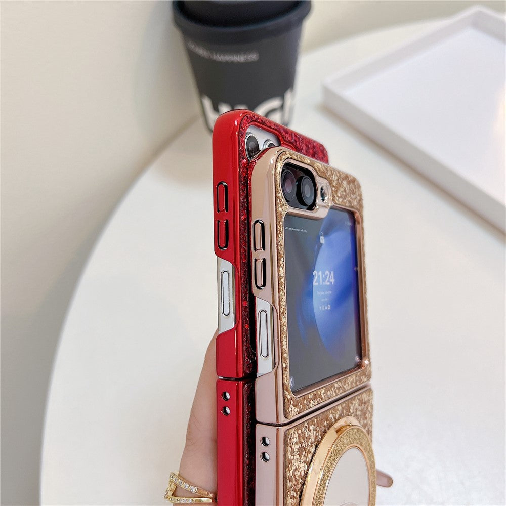 Til Samsung Galaxy Z Flip7 FE 5G / Z Flip6 5G Cover TPU+PC Støtteben Telefoncover med Spejl