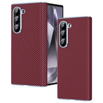For Samsung Galaxy Z Fold5 5G Case Electroplating Lens Carbon Fiber Texture PC Phone Cover