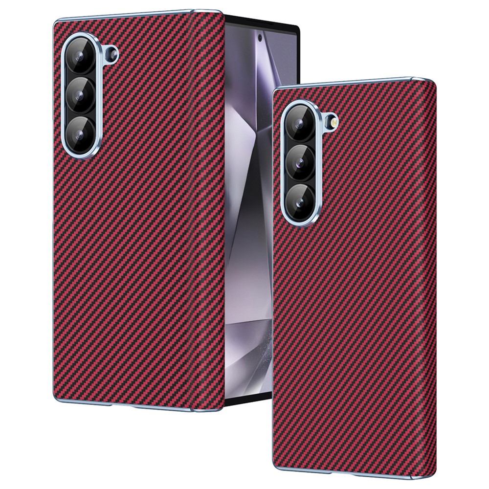 For Samsung Galaxy Z Fold5 5G Case Electroplating Lens Carbon Fiber Texture PC Phone Cover