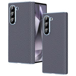For Samsung Galaxy Z Fold5 5G Case Electroplating Lens Carbon Fiber Texture PC Phone Cover