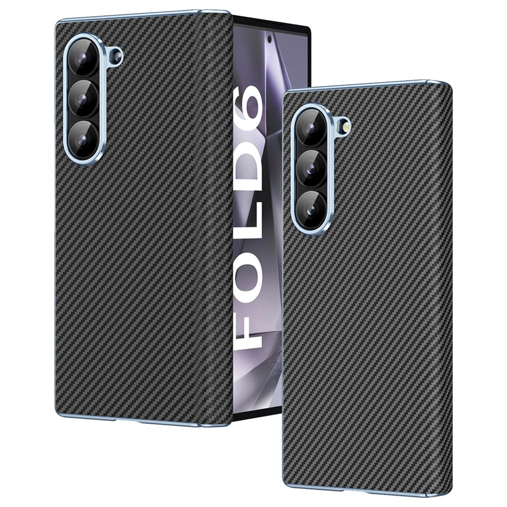 Til Samsung Galaxy Z Fold6 5G telefoncover galvanisering linse kulfibertekstur PC cover