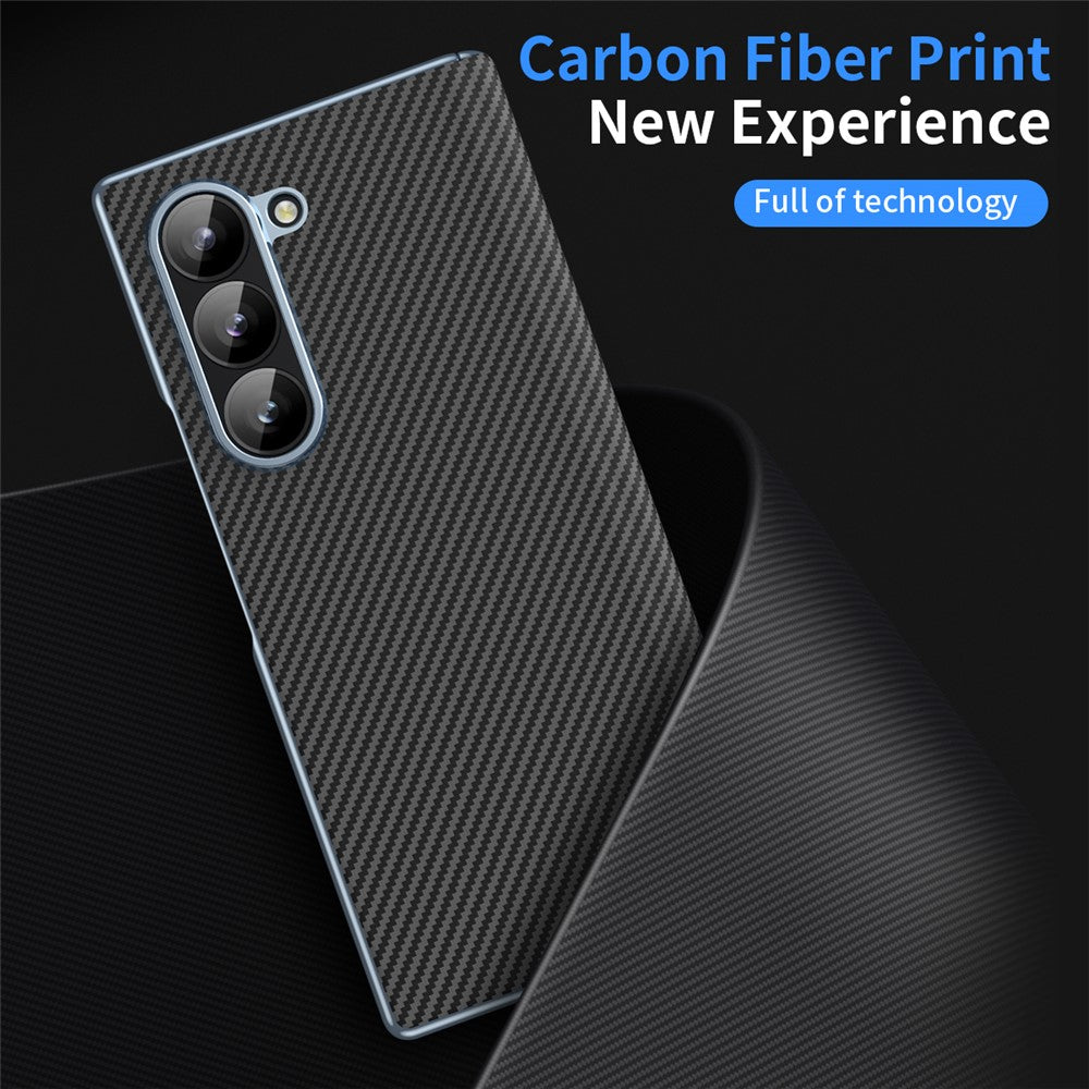 Til Samsung Galaxy Z Fold6 5G telefoncover galvanisering linse kulfibertekstur PC cover