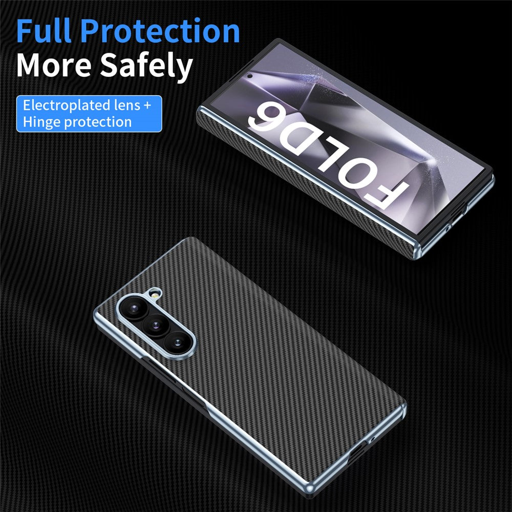 Til Samsung Galaxy Z Fold6 5G telefoncover galvanisering linse kulfibertekstur PC cover