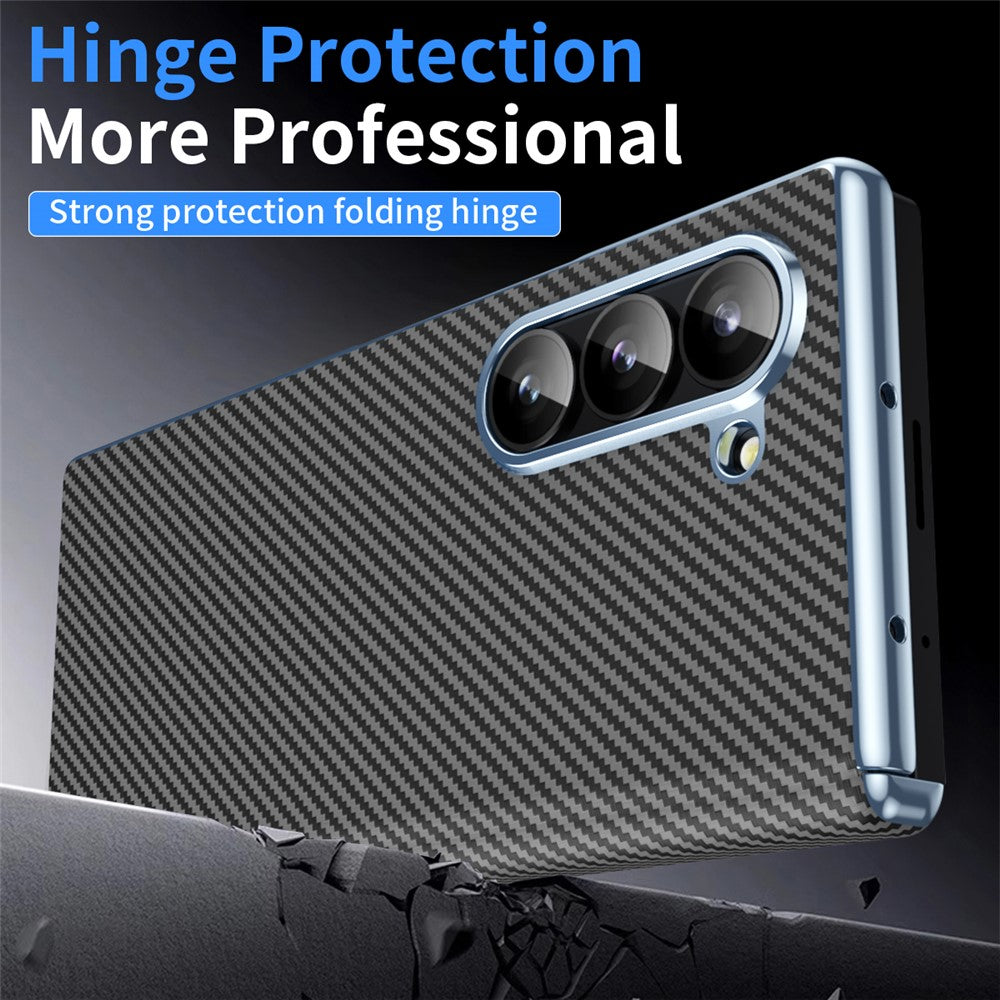 Til Samsung Galaxy Z Fold6 5G telefoncover galvanisering linse kulfibertekstur PC cover