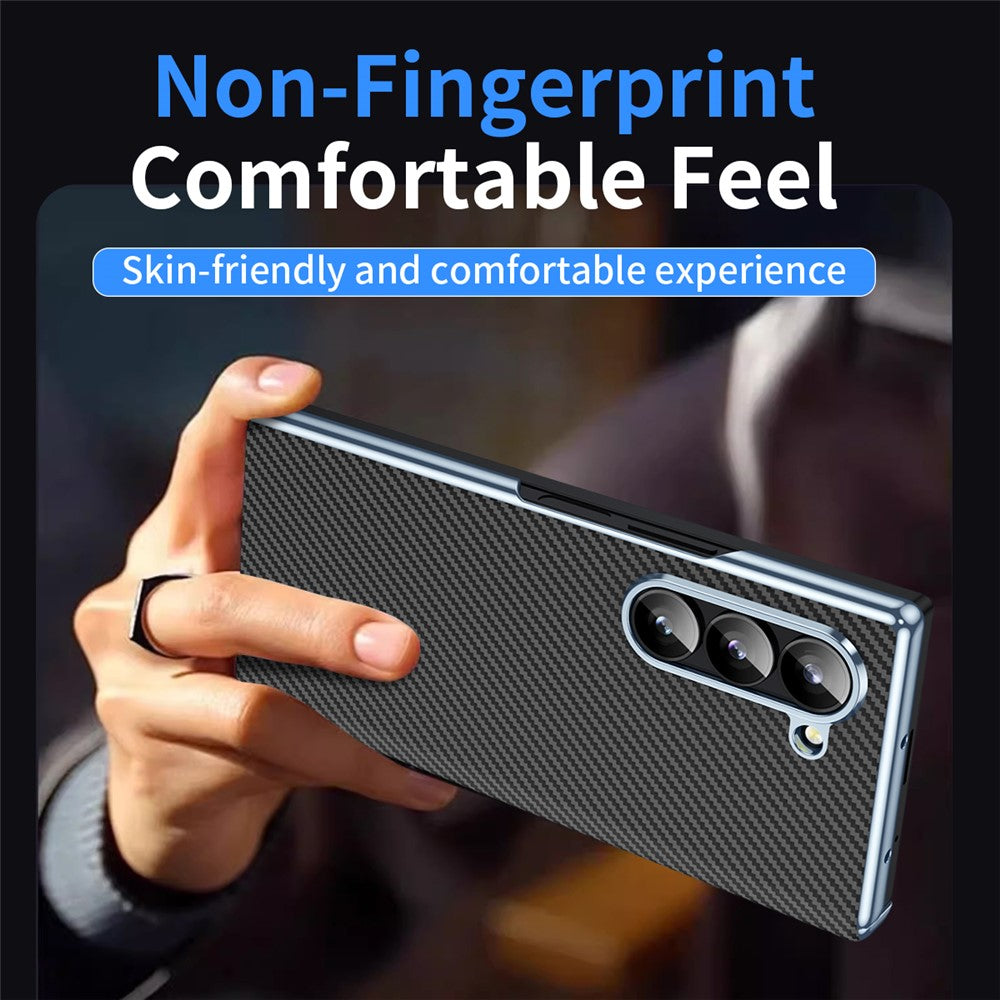 Til Samsung Galaxy Z Fold6 5G telefoncover galvanisering linse kulfibertekstur PC cover