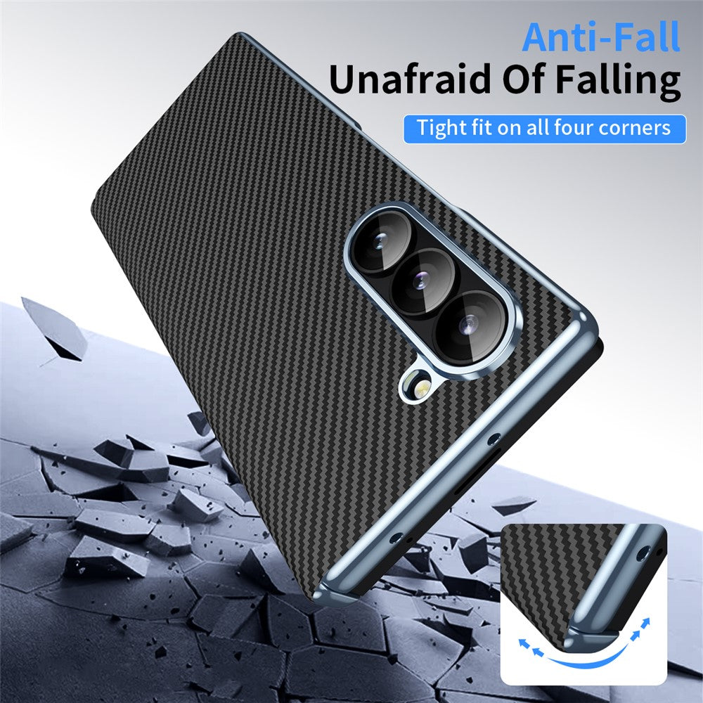 Til Samsung Galaxy Z Fold6 5G telefoncover galvanisering linse kulfibertekstur PC cover