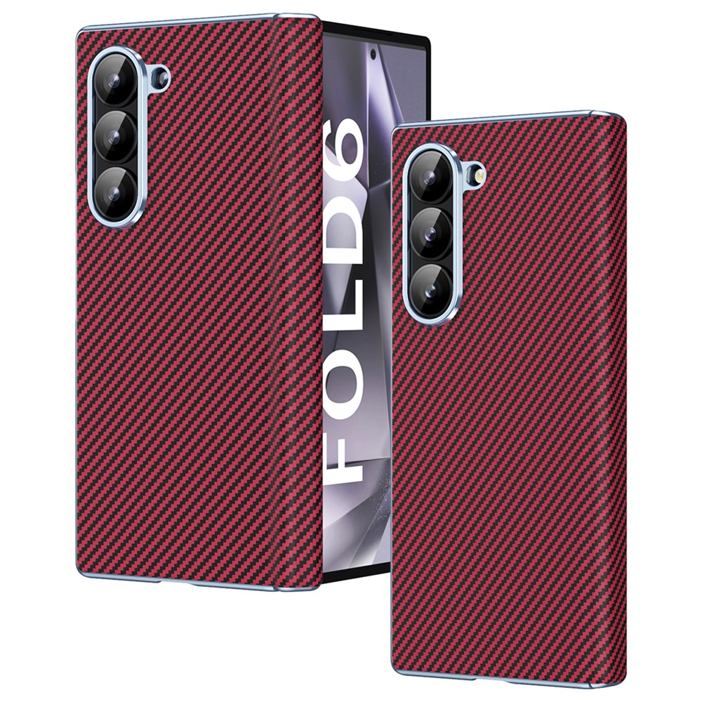 Til Samsung Galaxy Z Fold6 5G telefoncover galvanisering linse kulfibertekstur PC cover