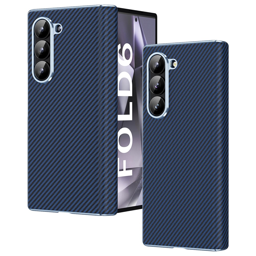 Til Samsung Galaxy Z Fold6 5G telefoncover galvanisering linse kulfibertekstur PC cover