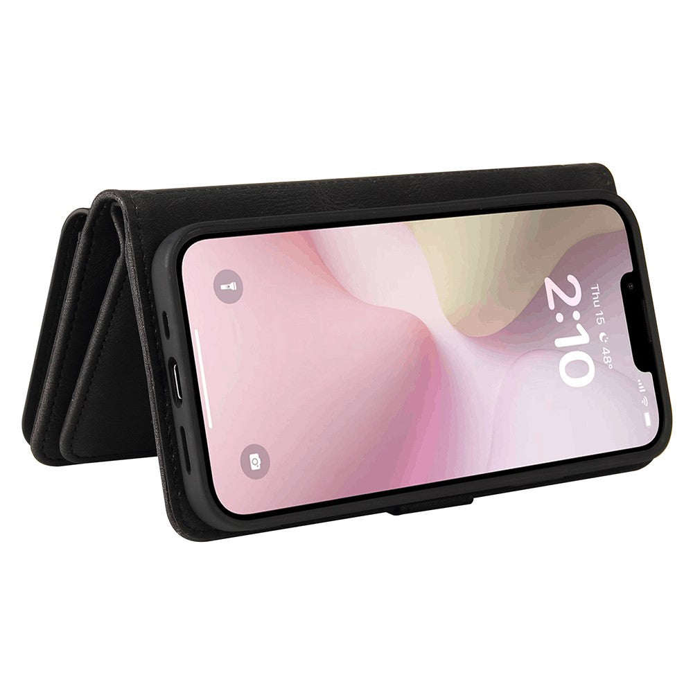 For iPhone 17e / 16e Zipper Wallet Case with 15 Card Slots and Strap Leather Phone Cover