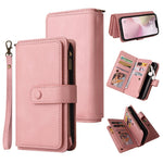 For iPhone 17e / 16e Zipper Wallet Case with 15 Card Slots and Strap Leather Phone Cover