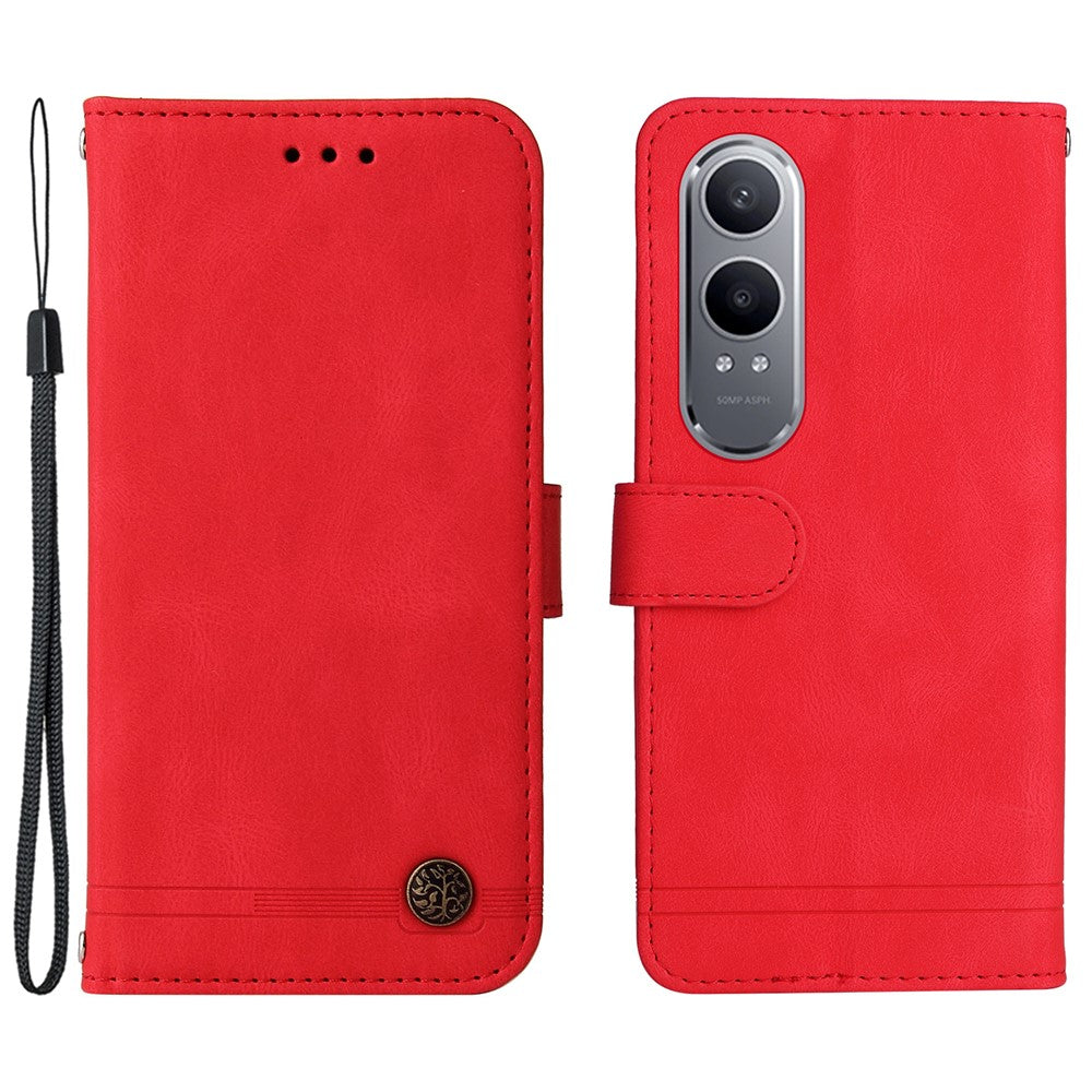 For OnePlus Nord CE4 Lite 5G / Oppo K12x 5G (China) Leather Wallet Cases Skin Touch Phone Cover Stand with Strap