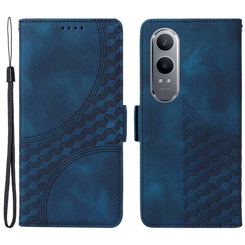 OnePlus Nord CE4 Lite 5G / Oppo K12x 5G (Kina) Läderfodral Plånbok Romb Präglat mobilfodral Stativ med Rem
