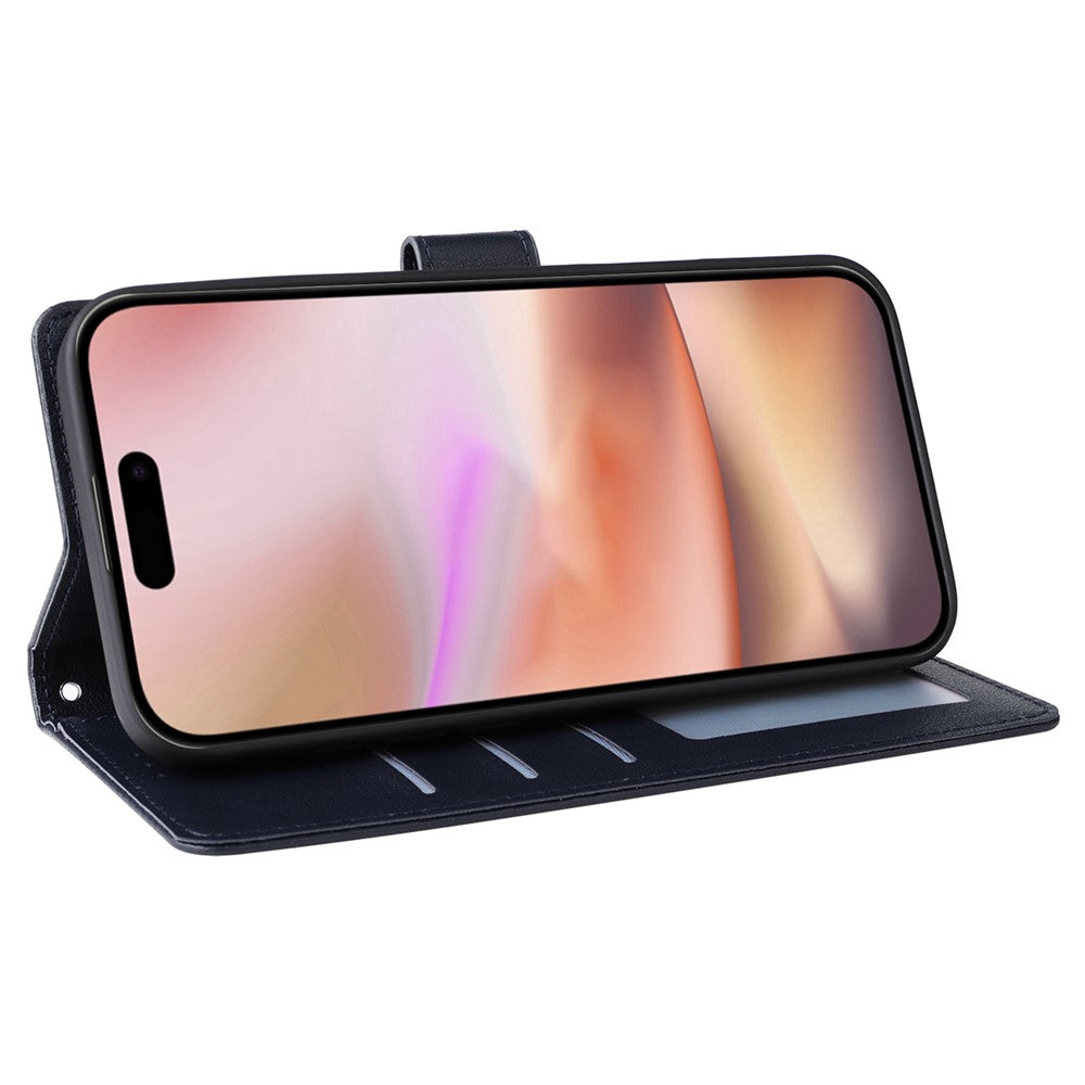Til iPhone 16 Plus Pung Etui 3 Kortpladser Slankt PU Læder Stander Telefon Cover