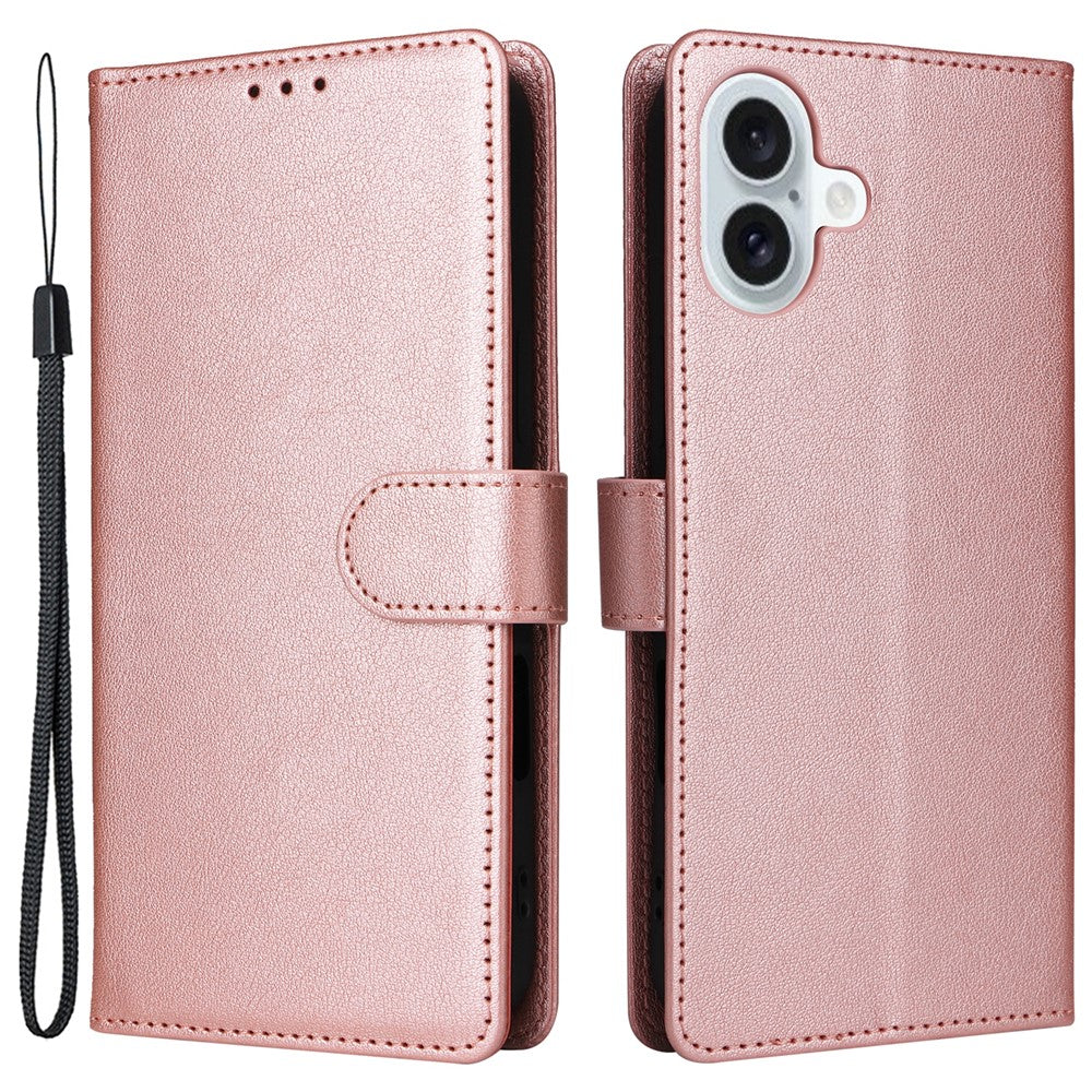 Til iPhone 16 Plus Pung Etui 3 Kortpladser Slankt PU Læder Stander Telefon Cover