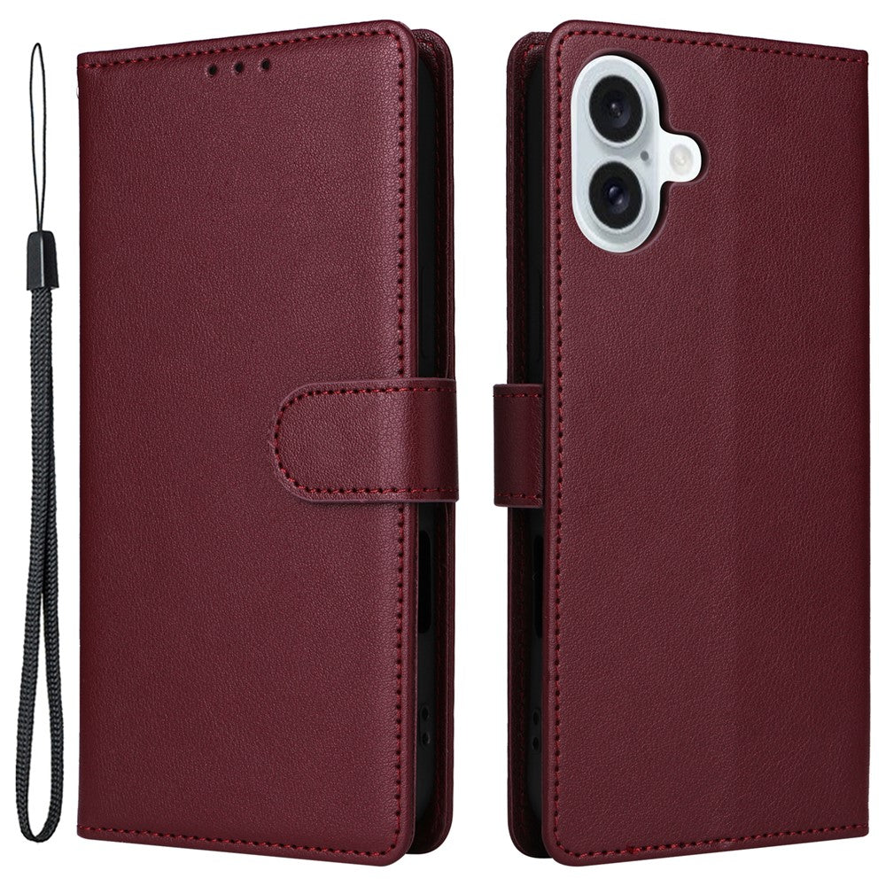 Til iPhone 16 Plus Pung Etui 3 Kortpladser Slankt PU Læder Stander Telefon Cover