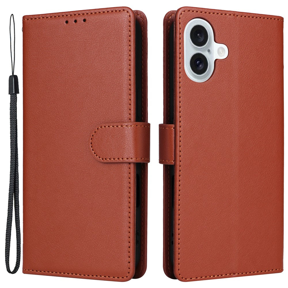 Til iPhone 16 Plus Pung Etui 3 Kortpladser Slankt PU Læder Stander Telefon Cover