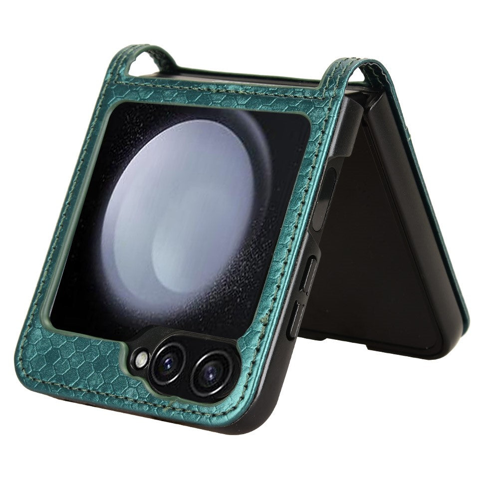 For Samsung Galaxy Z Flip7 FE 5G / Z Flip6 5G Phone Case with Card Holder Imprinted Dot Pattern Leather Phone Cover