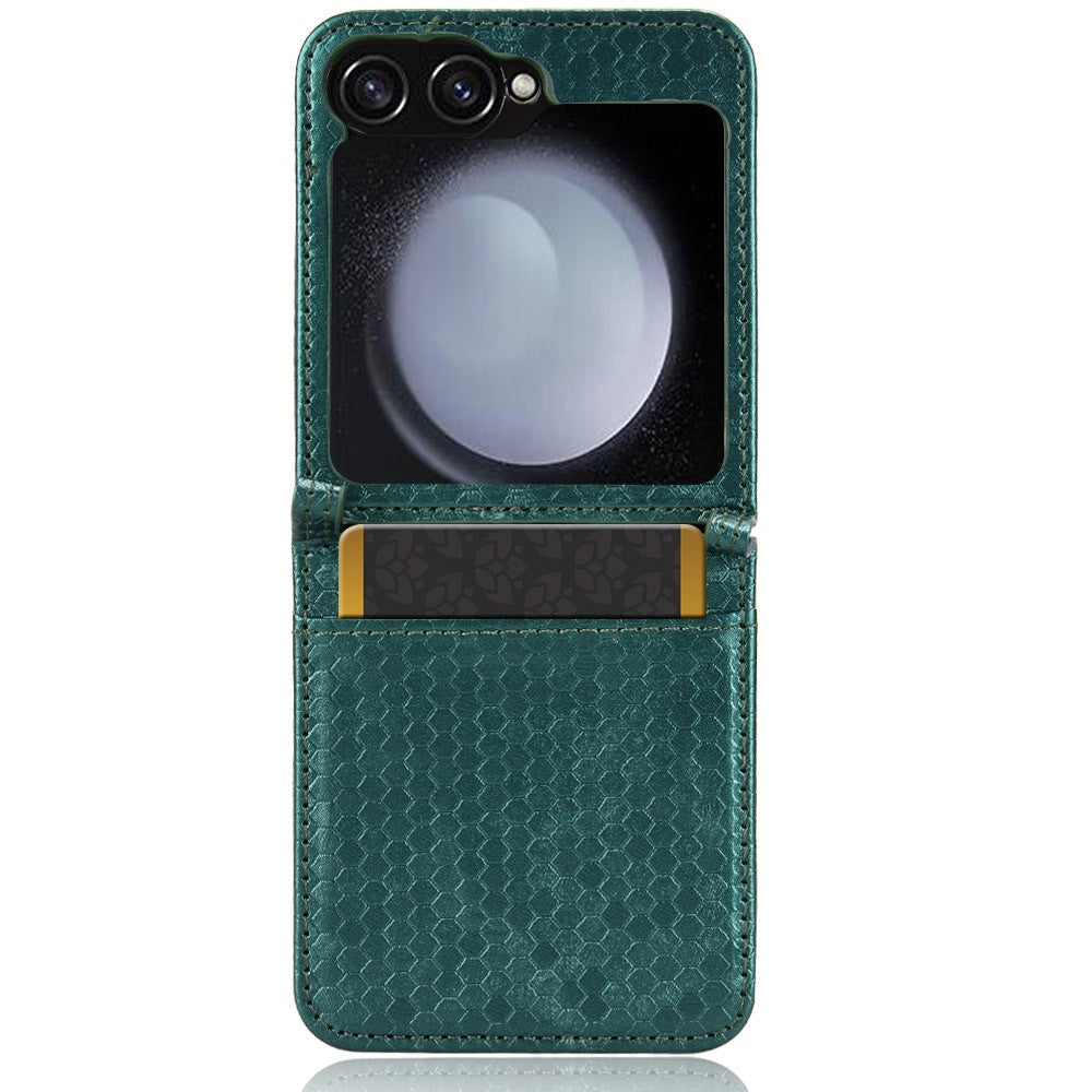 For Samsung Galaxy Z Flip7 FE 5G / Z Flip6 5G Phone Case with Card Holder Imprinted Dot Pattern Leather Phone Cover
