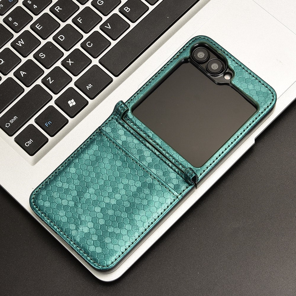 For Samsung Galaxy Z Flip7 FE 5G / Z Flip6 5G Phone Case with Card Holder Imprinted Dot Pattern Leather Phone Cover