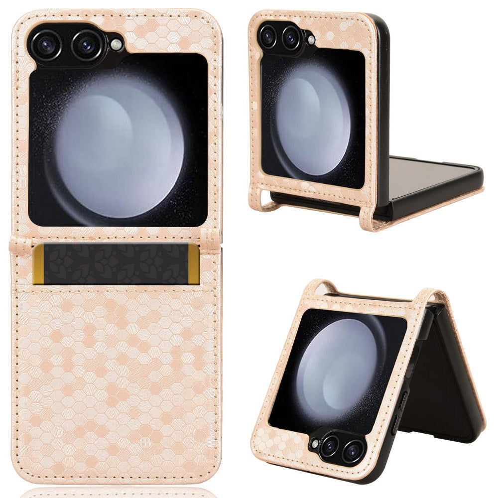 For Samsung Galaxy Z Flip7 FE 5G / Z Flip6 5G Phone Case with Card Holder Imprinted Dot Pattern Leather Phone Cover