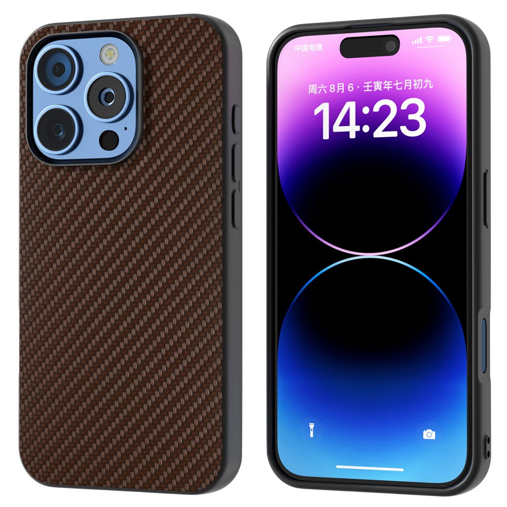 ABEEL For iPhone 16 Pro Max Case Leather+PC+TPU Phone Cover Carbon Fiber Texture