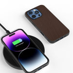 ABEEL For iPhone 16 Pro Max Case Leather+PC+TPU Phone Cover Carbon Fiber Texture