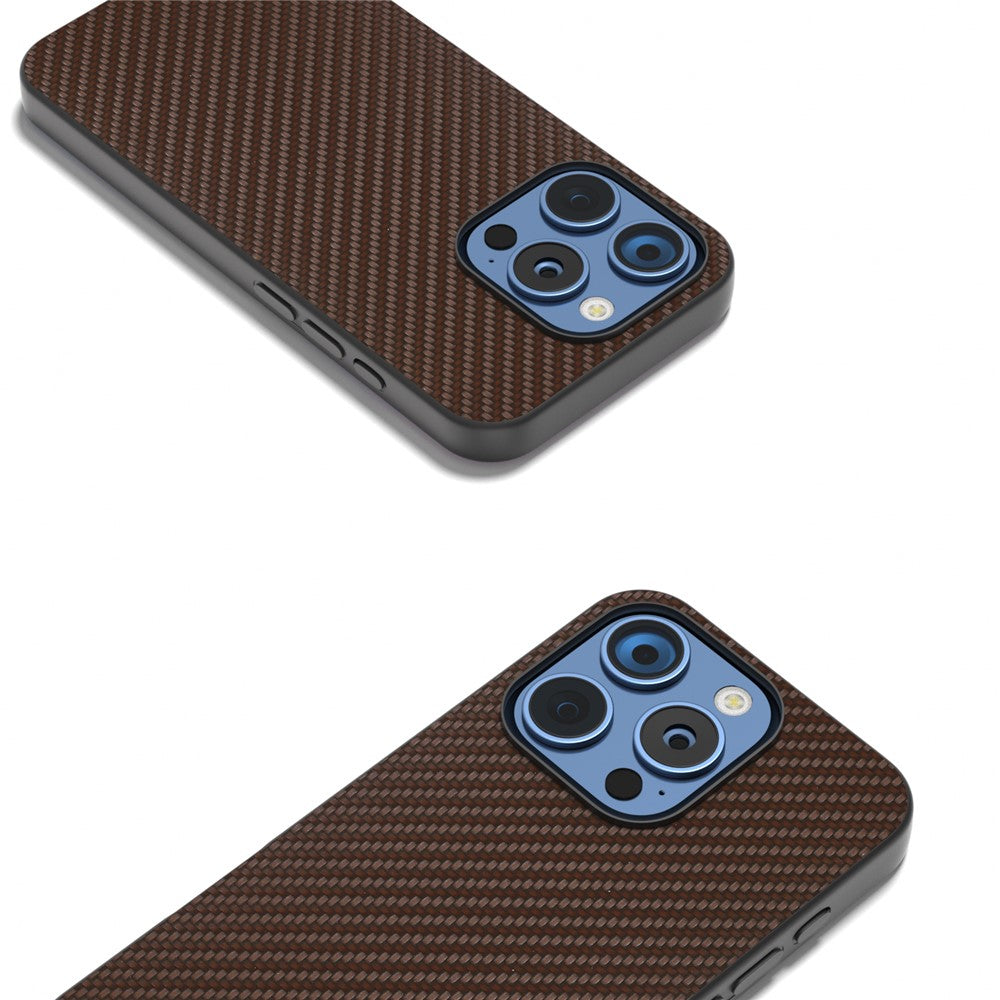 ABEEL For iPhone 16 Pro Max Case Leather+PC+TPU Phone Cover Carbon Fiber Texture