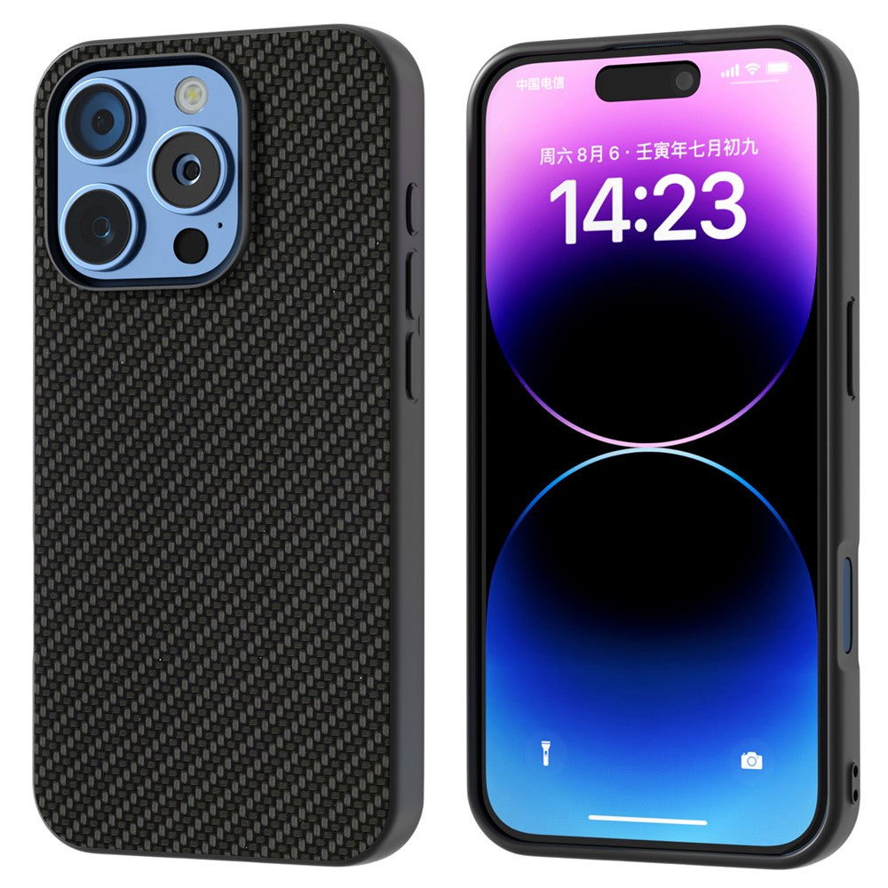 ABEEL For iPhone 16 Pro Max Case Leather+PC+TPU Phone Cover Carbon Fiber Texture