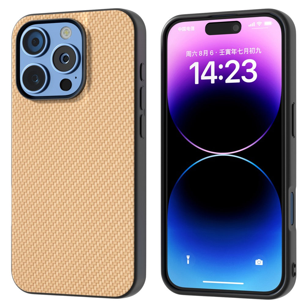 ABEEL For iPhone 16 Pro Max Case Leather+PC+TPU Phone Cover Carbon Fiber Texture