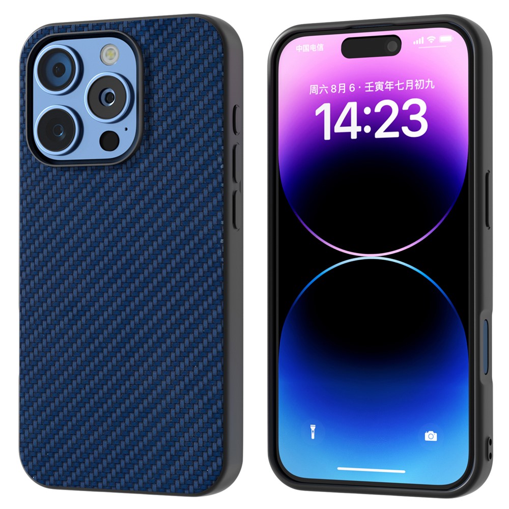 ABEEL For iPhone 16 Pro Max Case Leather+PC+TPU Phone Cover Carbon Fiber Texture