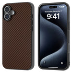 ABEEL For iPhone 16 Case Carbon Fiber Texture PU Covered Phone Shell