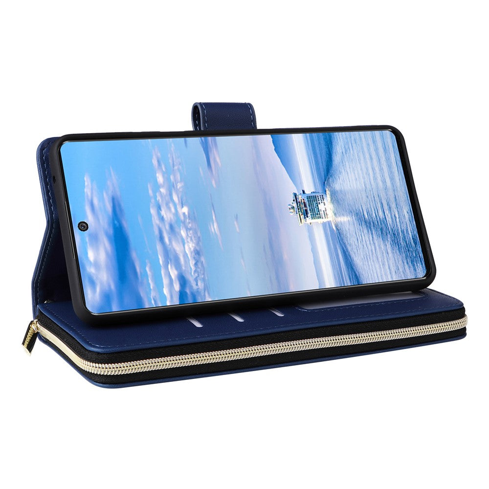 R20 For Samsung Galaxy A33 5G Case Zipper PU Leather Phone Cover with Wrist Strap