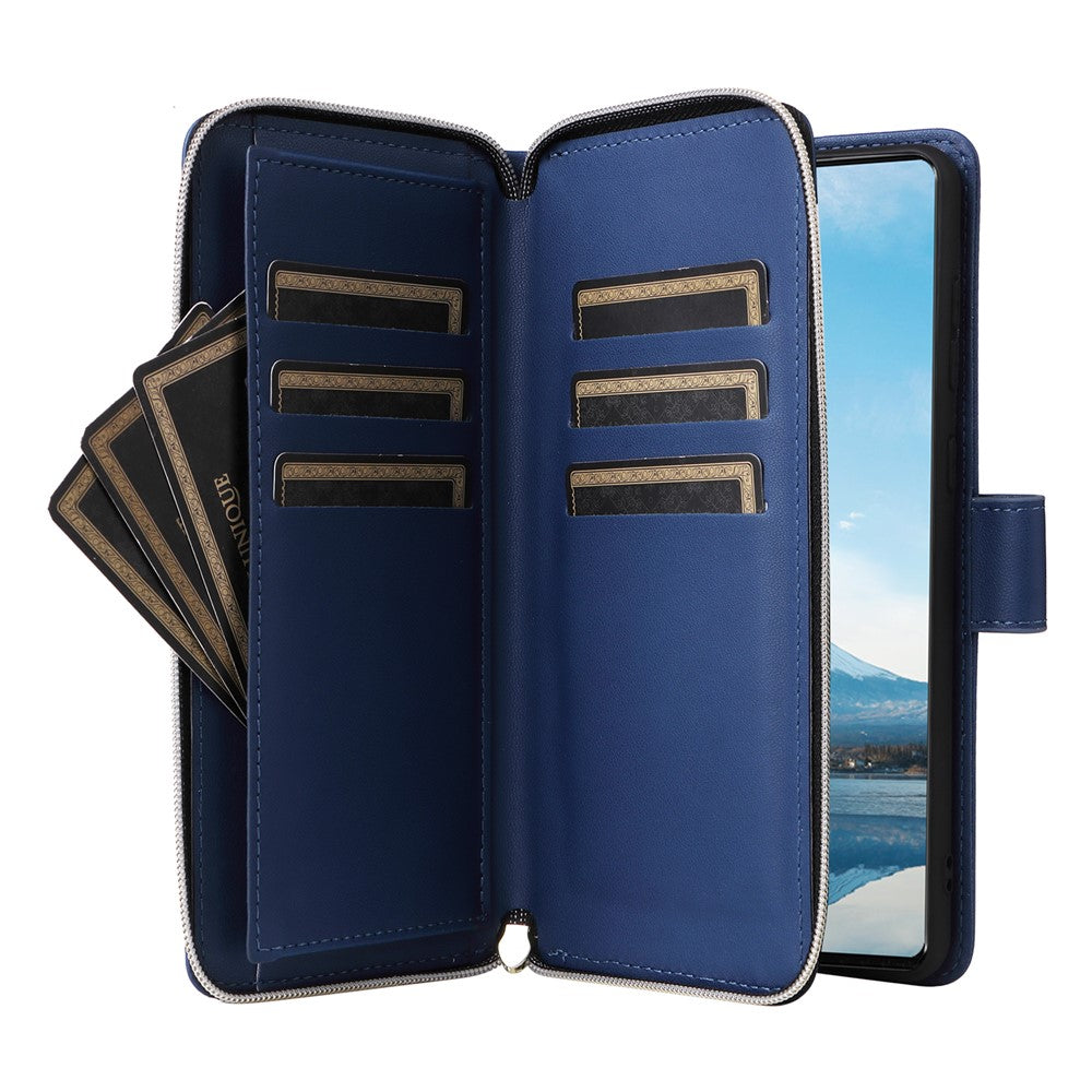 R20 For Samsung Galaxy A23 4G / A23 5G (Global Version) Leather Case Zipper Pocket Stand