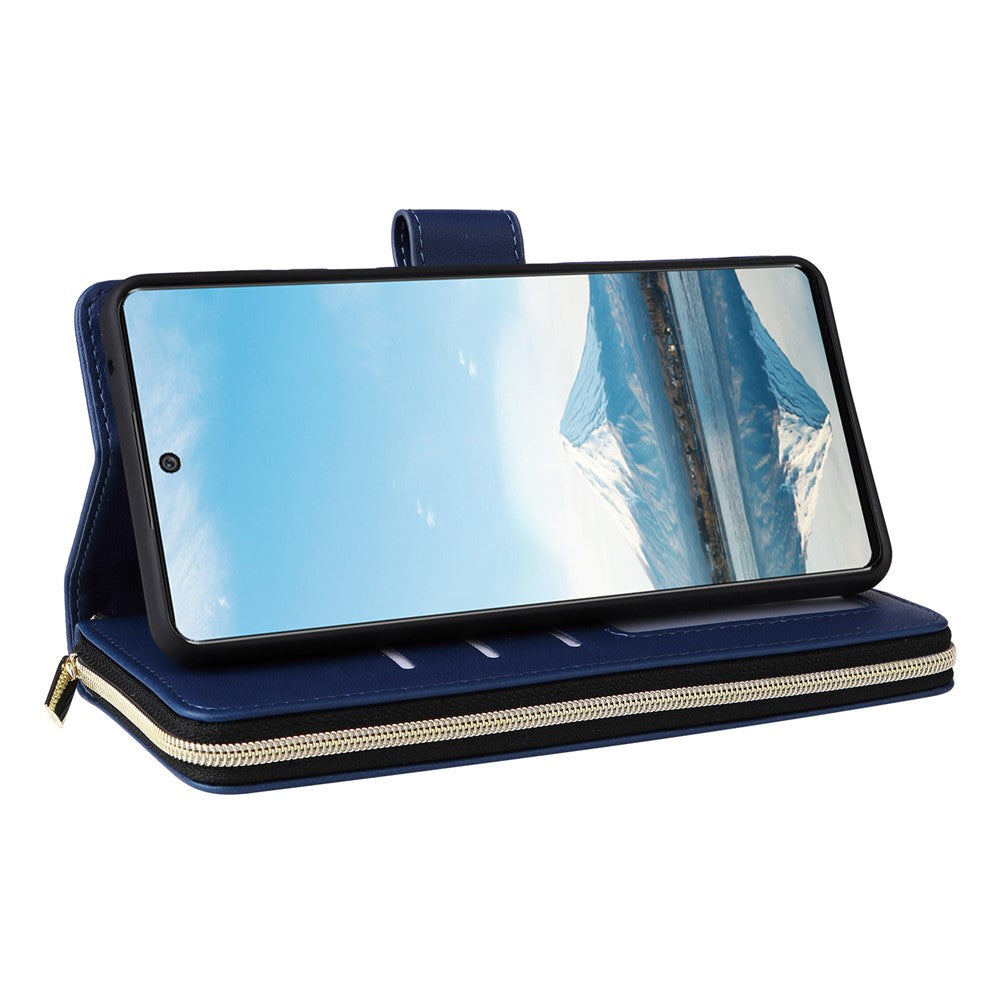 R20 For Samsung Galaxy A23 4G / A23 5G (Global Version) Leather Case Zipper Pocket Stand